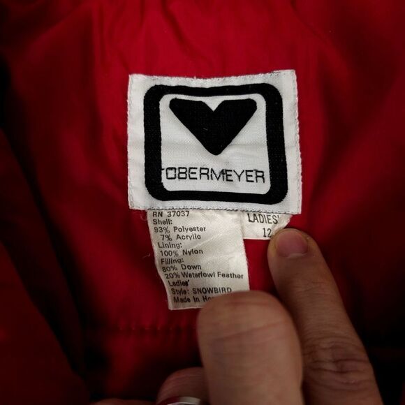 OBERMEYER Snowbird Down Quilted Shawl Collar Ski Puffer Jacket Red Snow Gorpcore - Picture 6 of 7